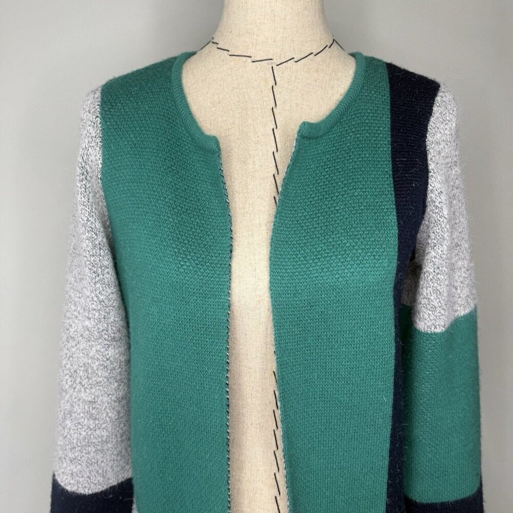 Noisy May Nina Cozy Cardigan Sweater Women’s Size Small Block Colors Faux Wool - Picture 2 of 7